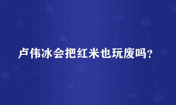 卢伟冰会把红米也玩废吗？