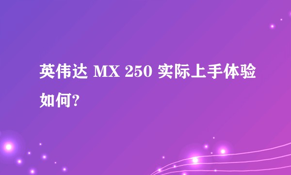 英伟达 MX 250 实际上手体验如何?