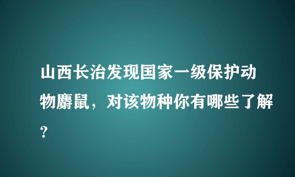 山西长治发现国家一级保护动物麝鼠，对该物种你有哪些了解？