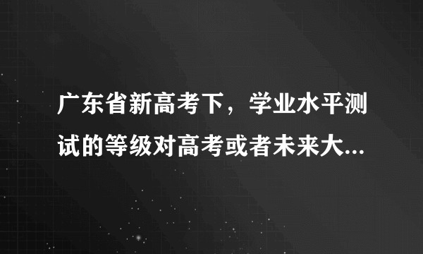 广东省新高考下，学业水平测试的等级对高考或者未来大学录取，会有怎样的影响？