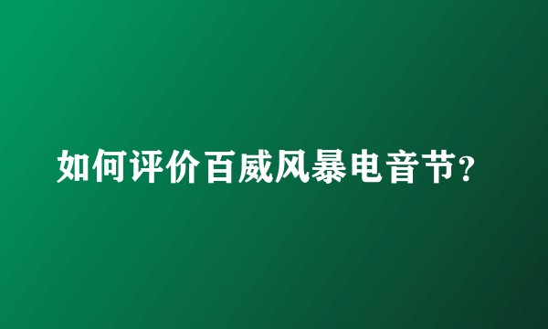 如何评价百威风暴电音节？
