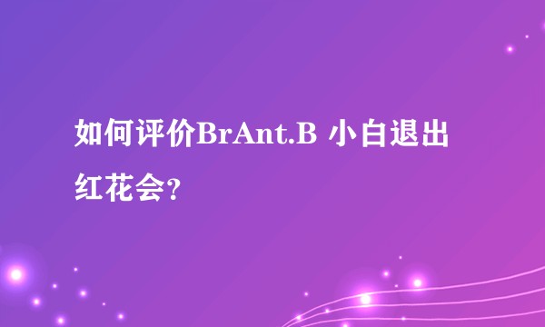 如何评价BrAnt.B 小白退出红花会？