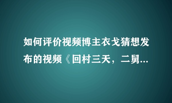如何评价视频博主衣戈猜想发布的视频《回村三天，二舅治好了我的精神内耗》？