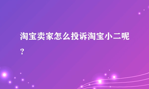 淘宝卖家怎么投诉淘宝小二呢?