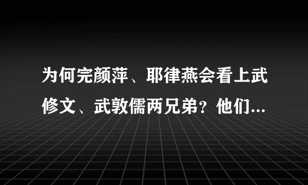 为何完颜萍、耶律燕会看上武修文、武敦儒两兄弟？他们哪里吸引了这两个妹子？
