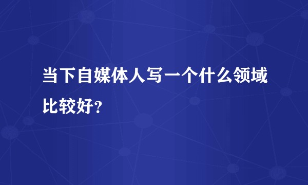 当下自媒体人写一个什么领域比较好？