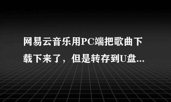 网易云音乐用PC端把歌曲下载下来了，但是转存到U盘里，插到车载播放器上却播放不了，如何解决，谢谢！？