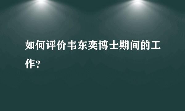 如何评价韦东奕博士期间的工作?