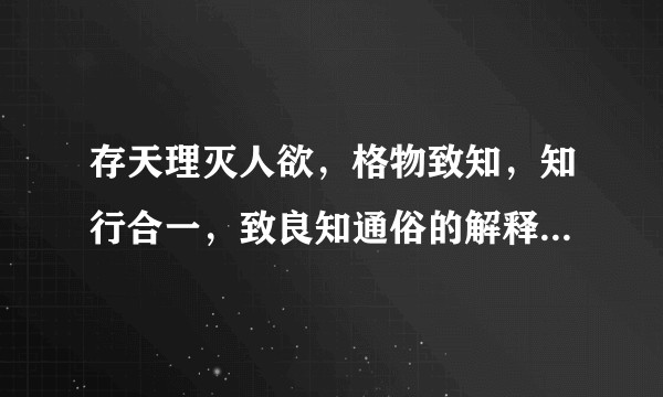 存天理灭人欲，格物致知，知行合一，致良知通俗的解释是怎样的？